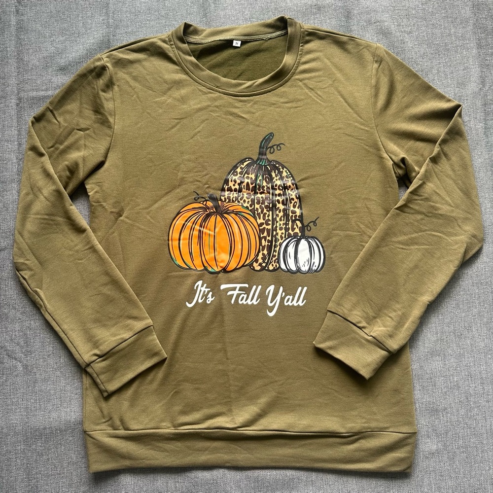 It’s Fall Y’all Pumpkins Long Sleeve Women’s Shirt NWOT - Picture 2 of 5
